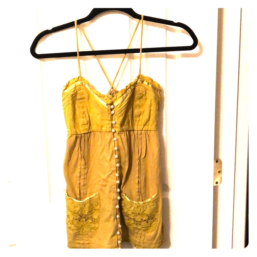 Billabong Yellow Tank Top with Button Detail